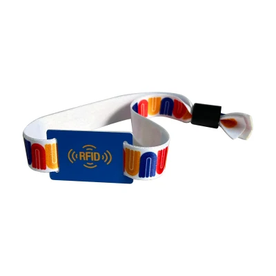 Pulsera de poliéster de sublimación RFID personalizada con etiqueta de PVC duro para eventos