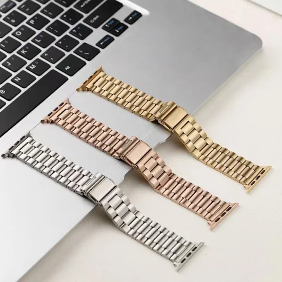 Correa de reloj inoxidable de metal milanesa ligera impermeable personalizada para Apple Watch Band 38