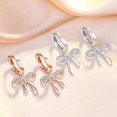 Nueva joyería coreana dulce Bowknot pendientes de mujer moda gota joyería regalo