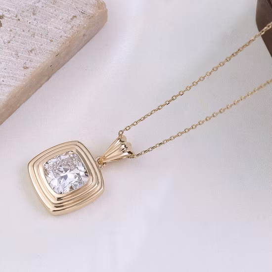 Joyería fina de diamantes cultivados en laboratorio de oro de 14 quilates con estructura intercambiable VGI